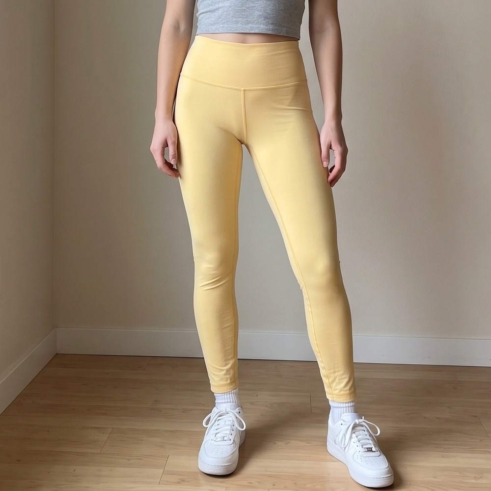 Aritzia Golden Tna Leggings Womens 6 Yellow High Waisted V-Back Athleisure